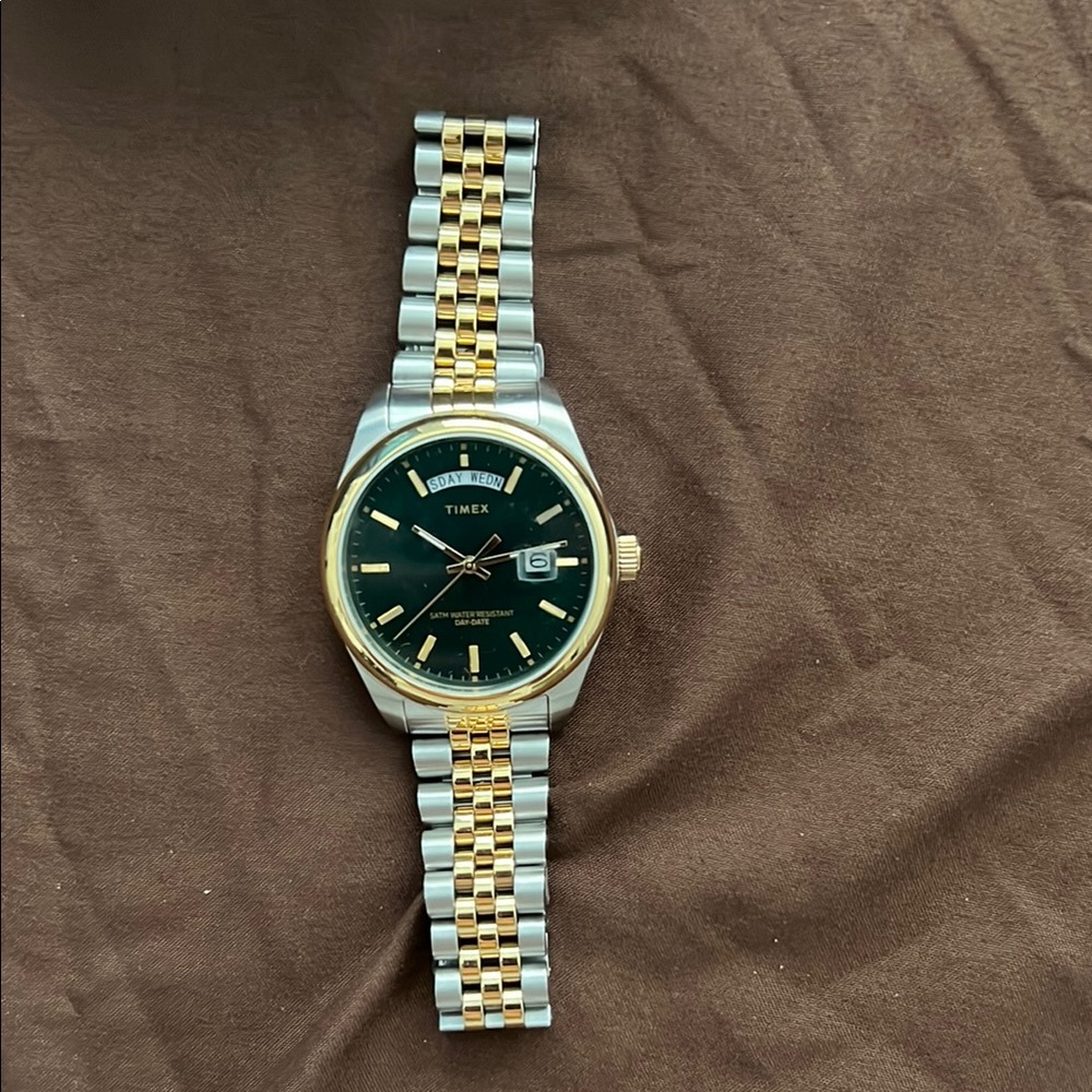 Timex Black and Gold Dress Watch with Jubilee Bracelet
